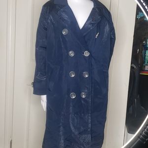 Linea Blue Shimmery Trench Coat Size 1X NWT